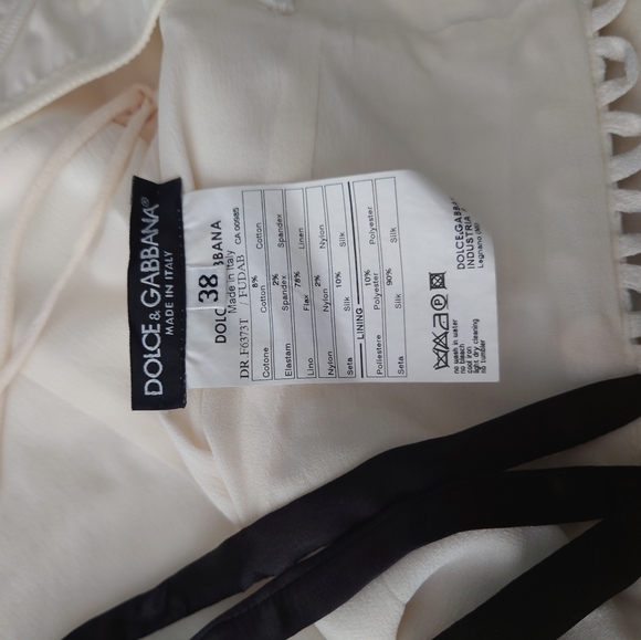 SOLD Stunning White Linen Dolce & Gabbana Lace Panel Mini Corset Dress Runway - Picture 15 of 16